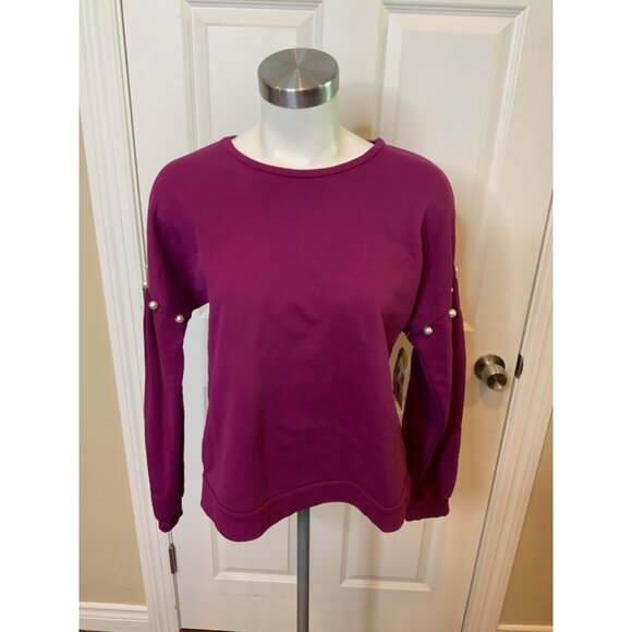 Rebecca Minkoff Purple Crew Neck Sweatshirt Pearl Long Sleeves, Size Medium - Picture 1 of 5